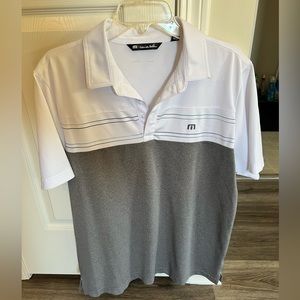 Travis Mathew Polo, size L, white/gray.